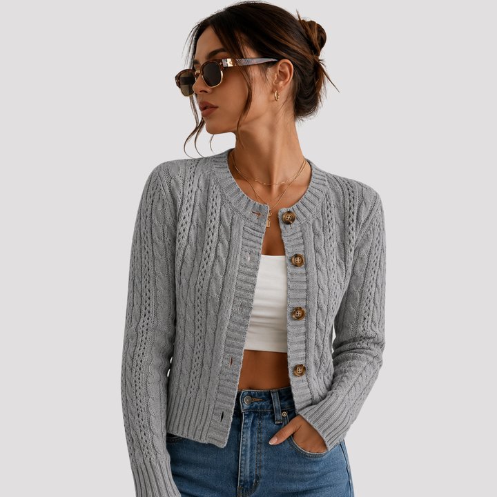 Lucy | Cable Knit Button Front Cardigan