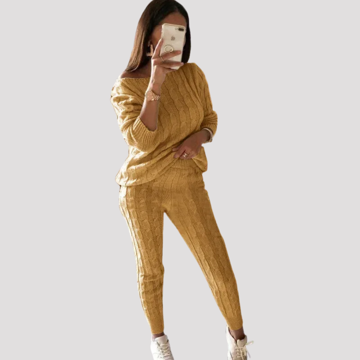 Maribel | Textured Knit Sweater And Trousers Set