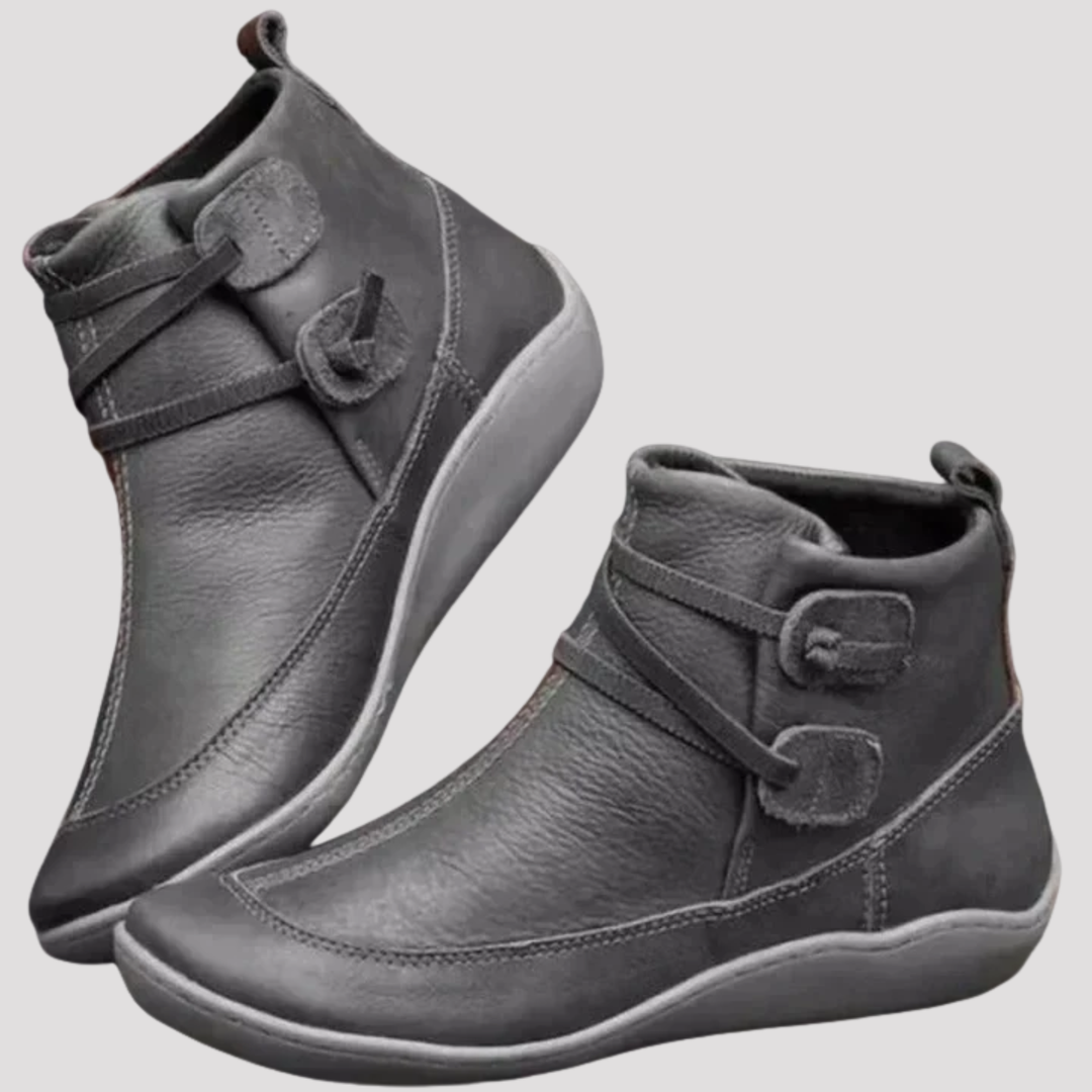 Grace | Double Strap Ankle Boots with Hook Fastening