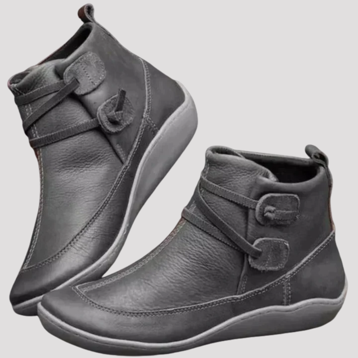 Grace | Double Strap Ankle Boots with Hook Fastening