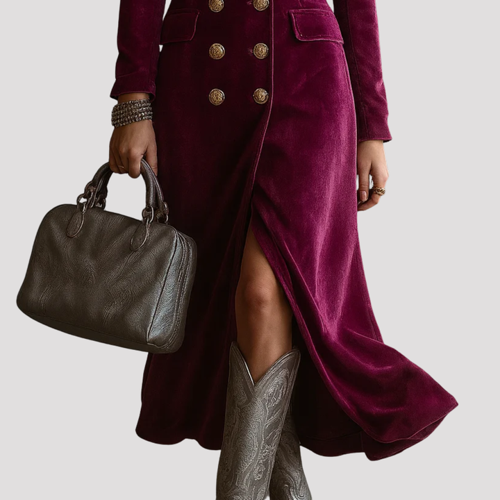 Florence | Double Breasted Velvet Midi Blazer Dress