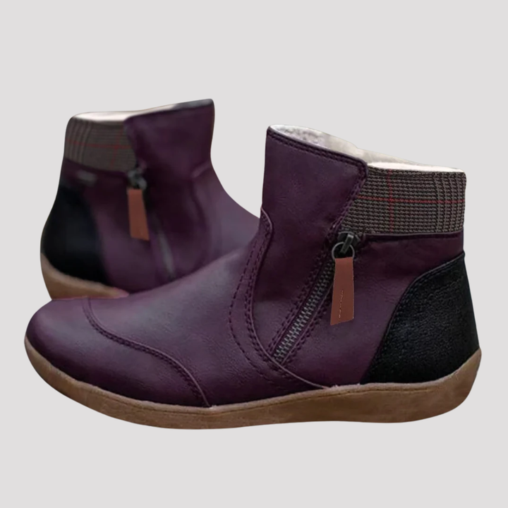 Holly | Side Zip Contrast Panel Ankle Boots