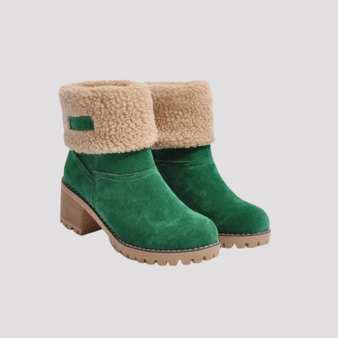 Maisie | Faux Fur Cuff Ankle Boots with Block Heel