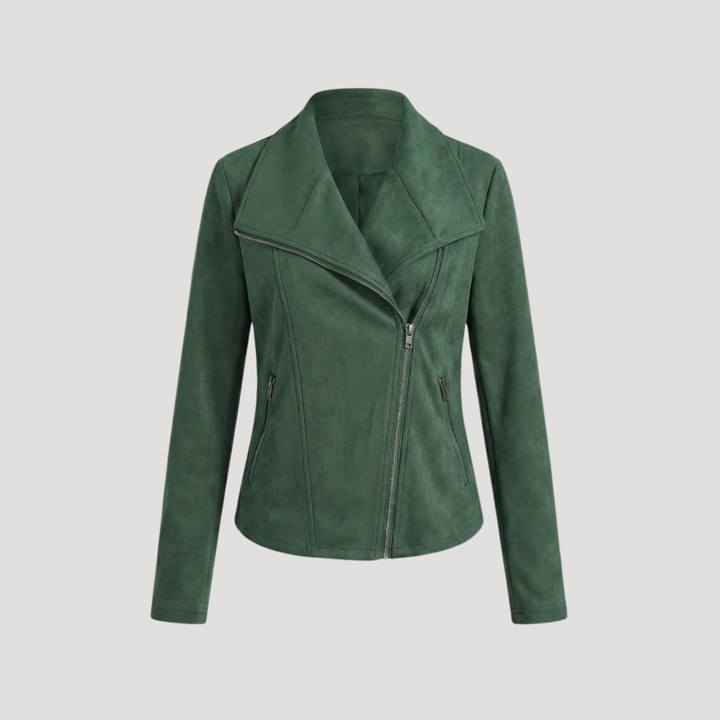 Scarlett | Faux Suede Moto Jacket with Asymmetric Zip