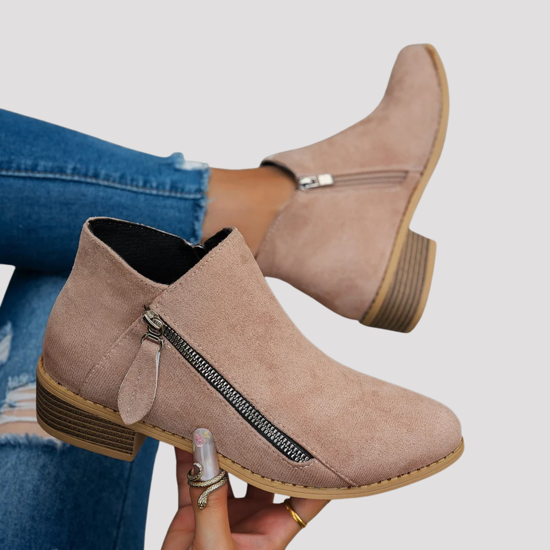 Lucy | Side Zip Block Heel Ankle Boots
