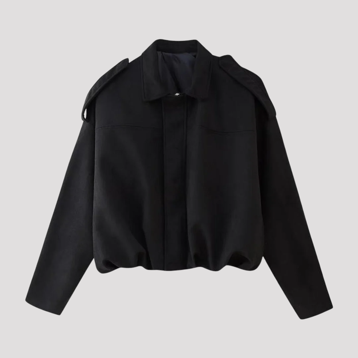 Rosie | Oversized Zip Up Bomber Jacket with Shoulder Detail