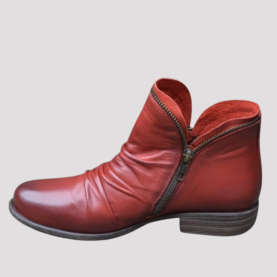 Georgia | Side Zip Low Heel Ankle Boots