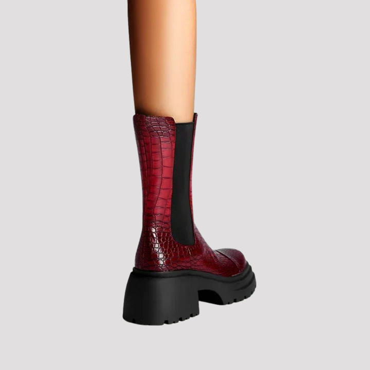 Grace | Croc Effect Chelsea Ankle Boots with Lug Sole