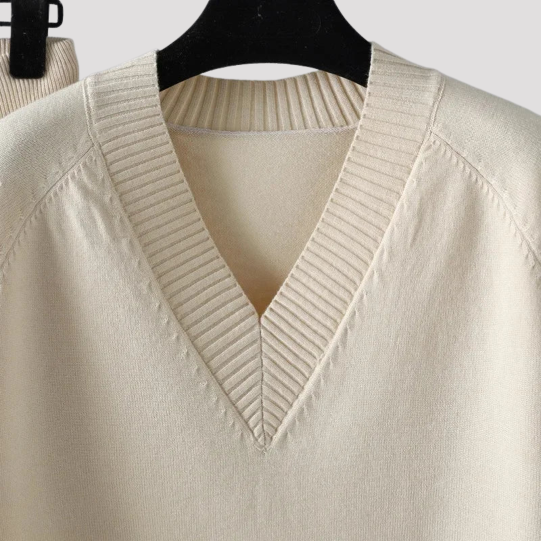 Cressida | V Neck Knit Sweater And Jogger Trousers Set