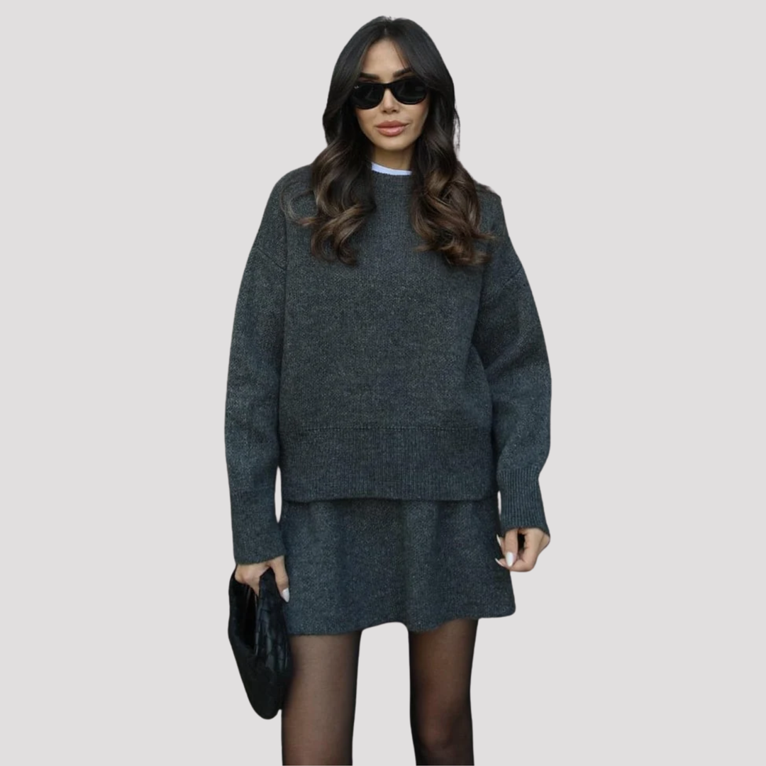 Rowena | Oversized Knit Sweater And Mini Skirt Set