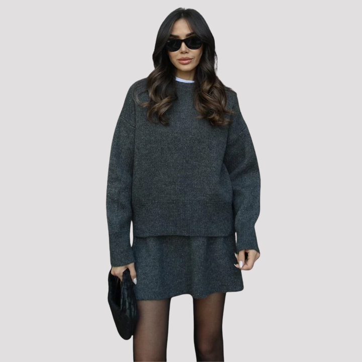 Rowena | Oversized Knit Sweater And Mini Skirt Set