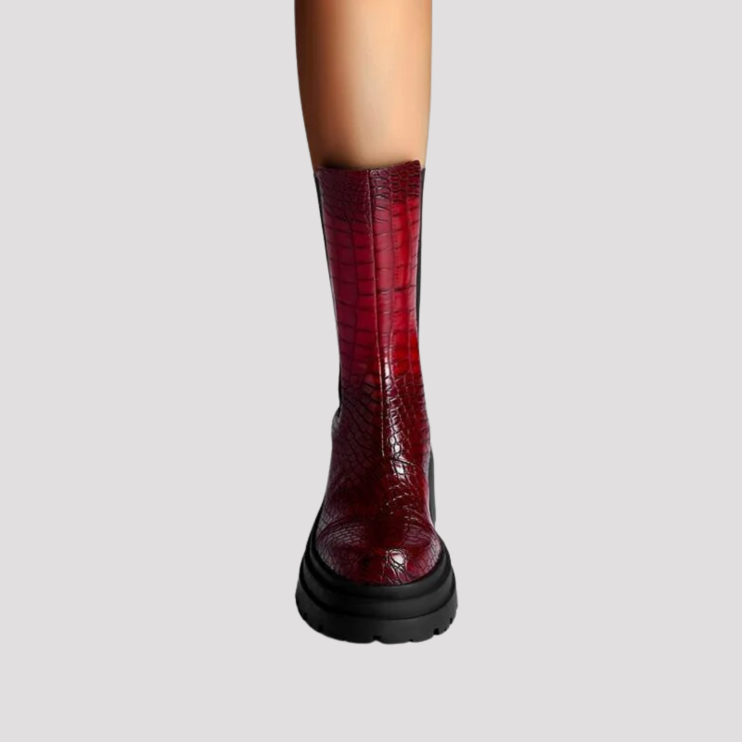 Grace | Croc Effect Chelsea Ankle Boots with Lug Sole