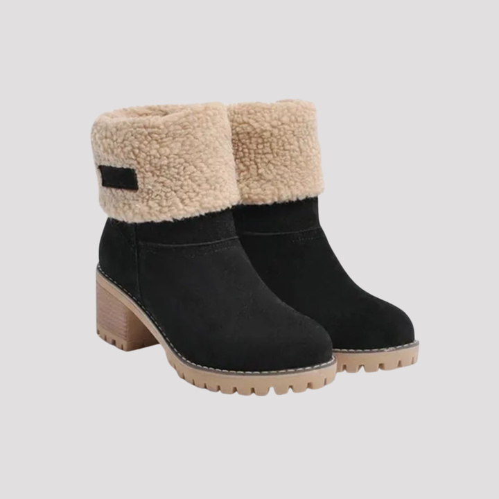 Maisie | Faux Fur Cuff Ankle Boots with Block Heel