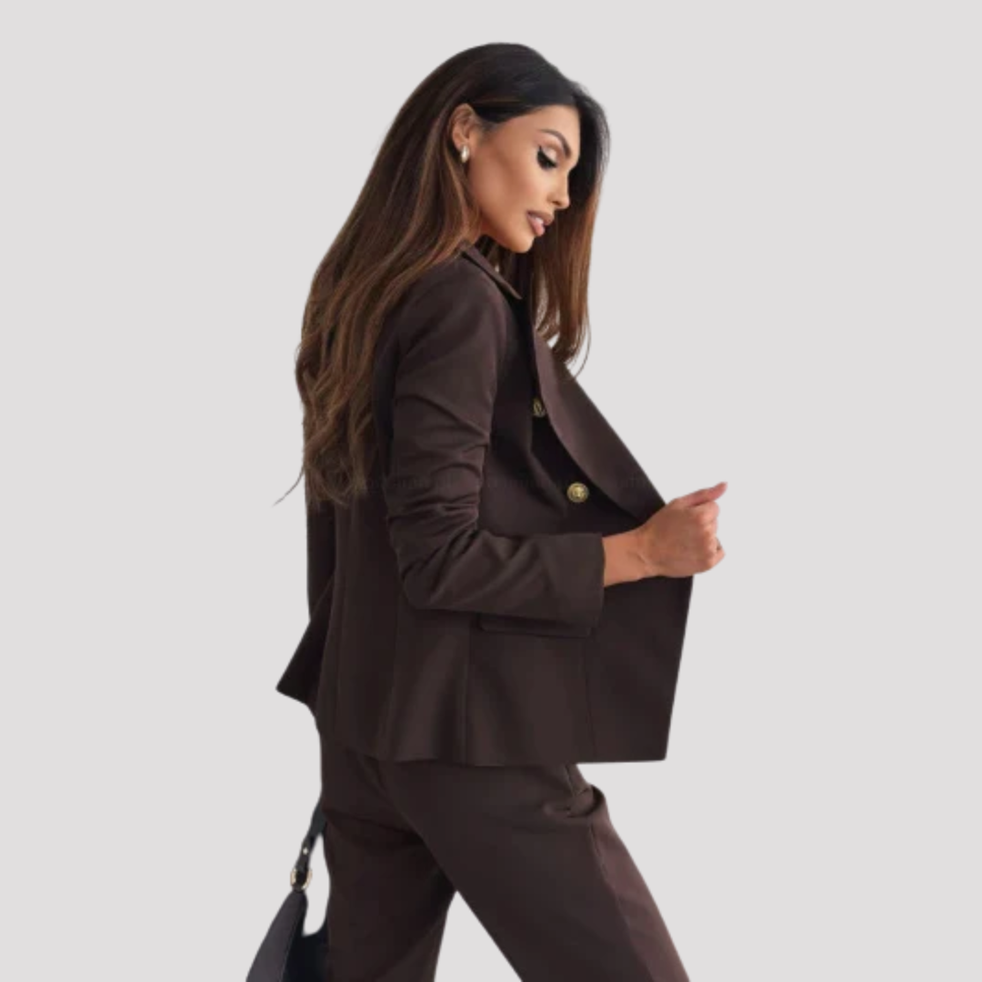 Lavinia | Elegant Double Breasted Blazer Slim Trouser Set