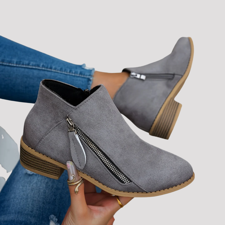 Lucy | Side Zip Block Heel Ankle Boots
