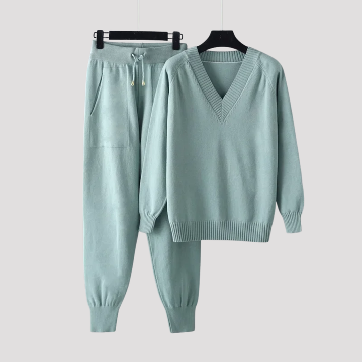 Cressida | V Neck Knit Sweater And Jogger Trousers Set