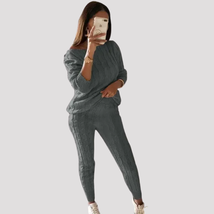 Maribel | Textured Knit Sweater And Trousers Set