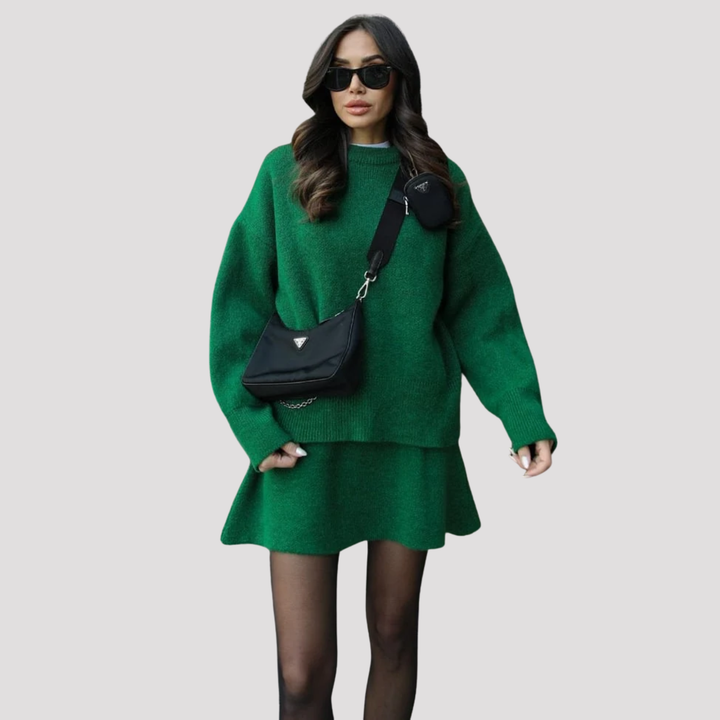 Rowena | Oversized Knit Sweater And Mini Skirt Set