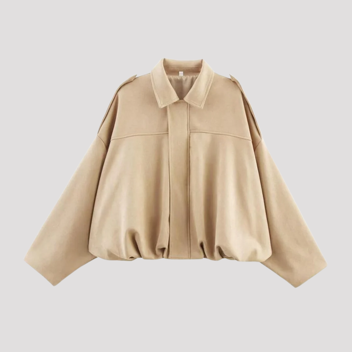 Rosie | Oversized Zip Up Bomber Jacket with Shoulder Detail