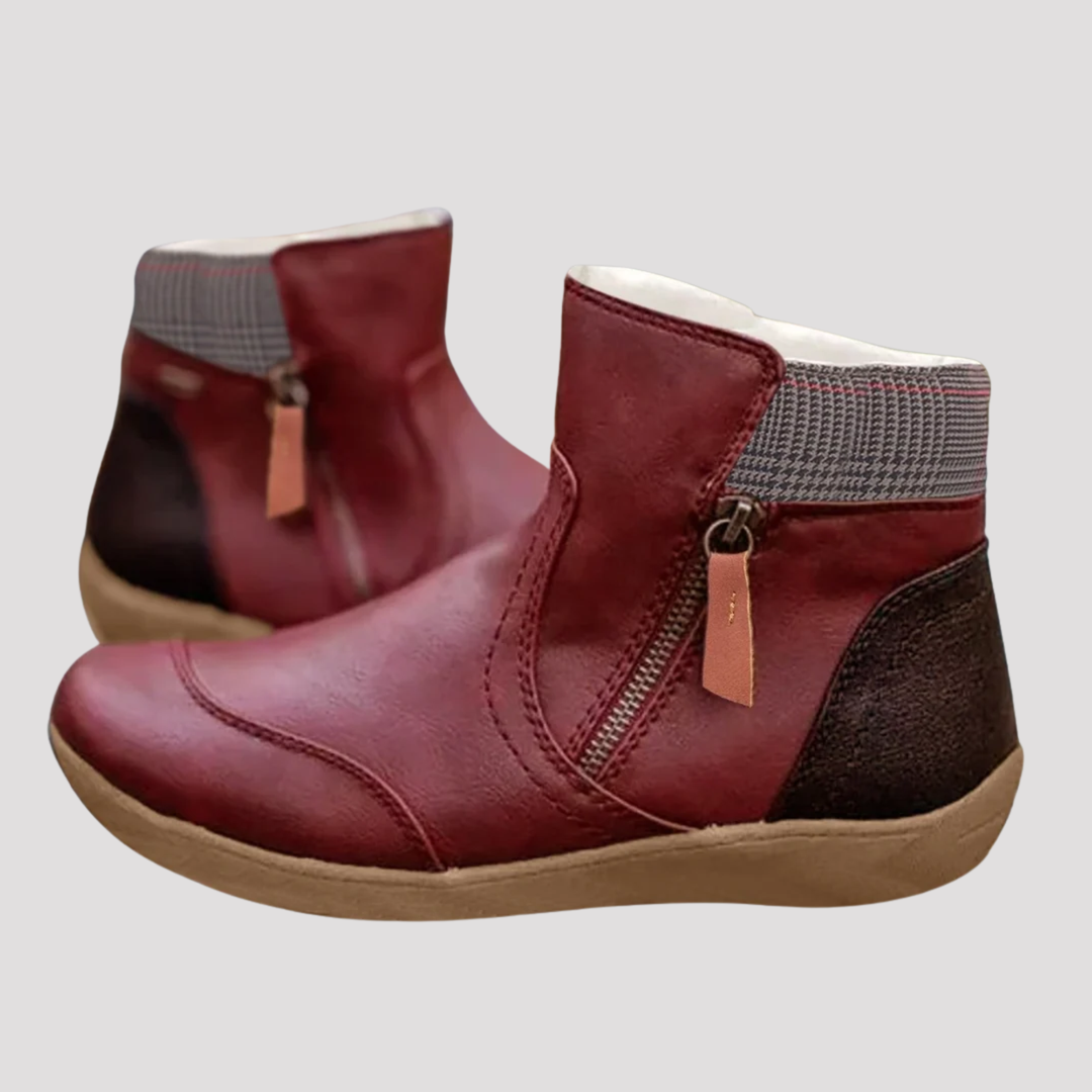 Holly | Side Zip Contrast Panel Ankle Boots