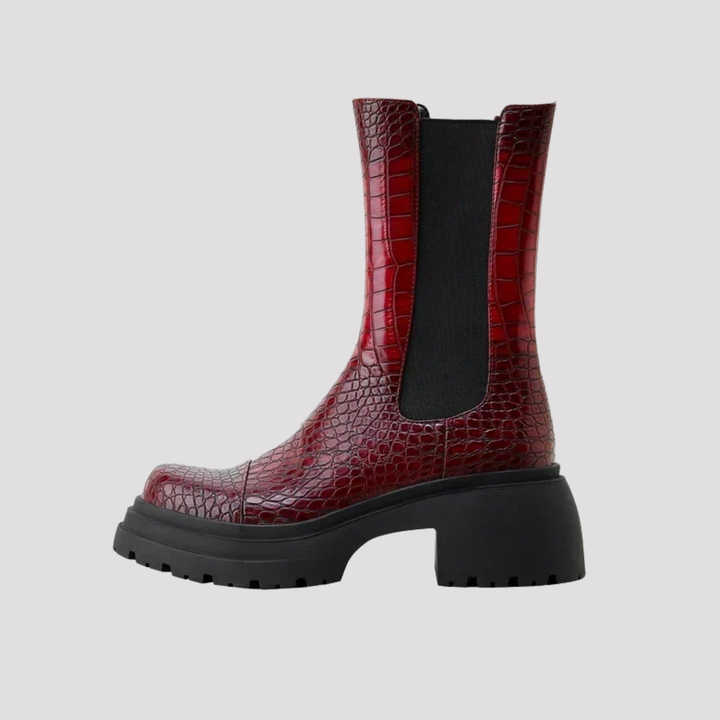 Grace | Croc Effect Chelsea Ankle Boots with Lug Sole