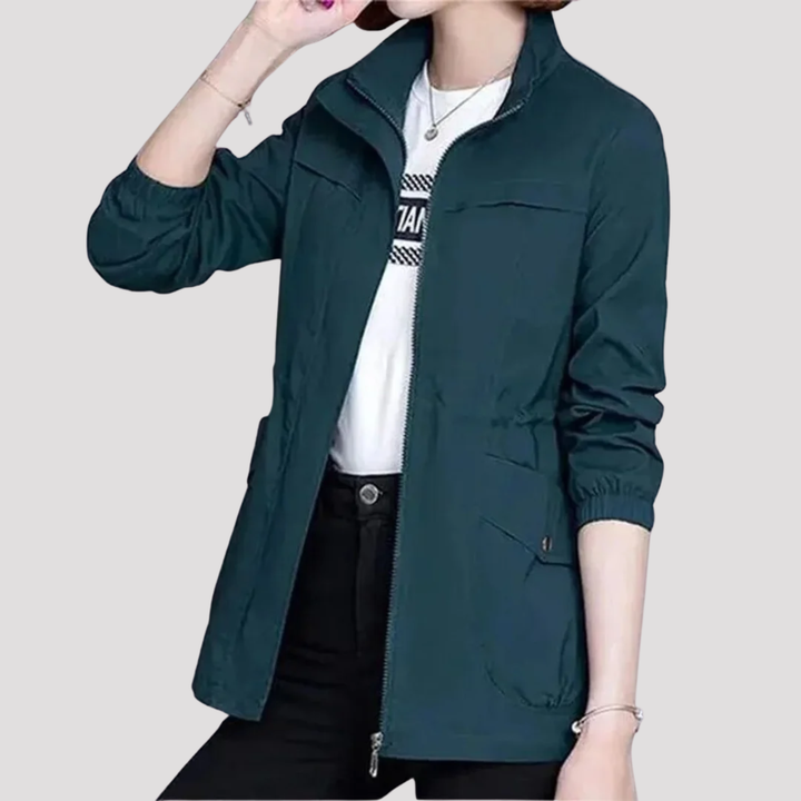 Avery | Lightweight Zip Up Utility Jacket with Drawstring Waist