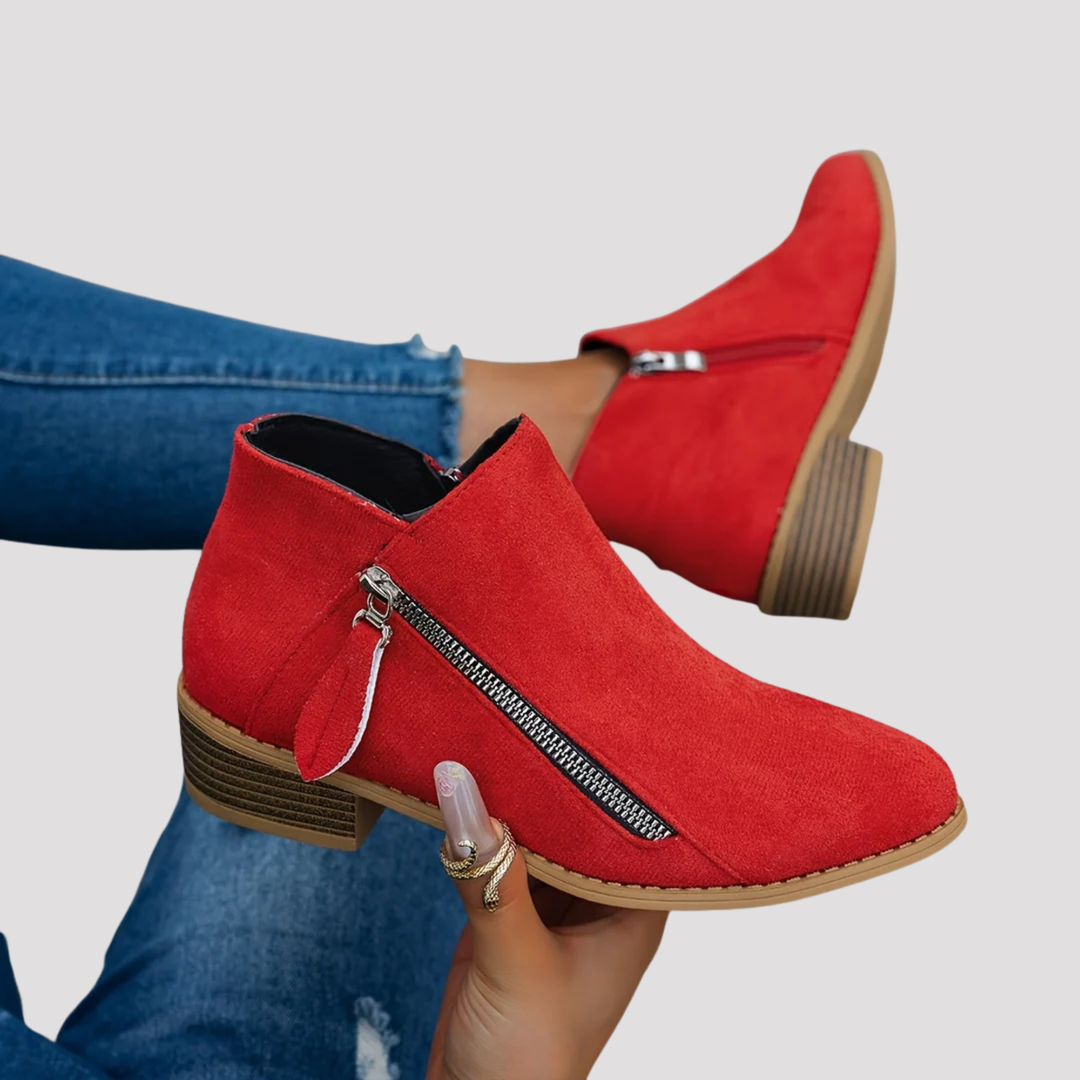 Lucy | Side Zip Block Heel Ankle Boots