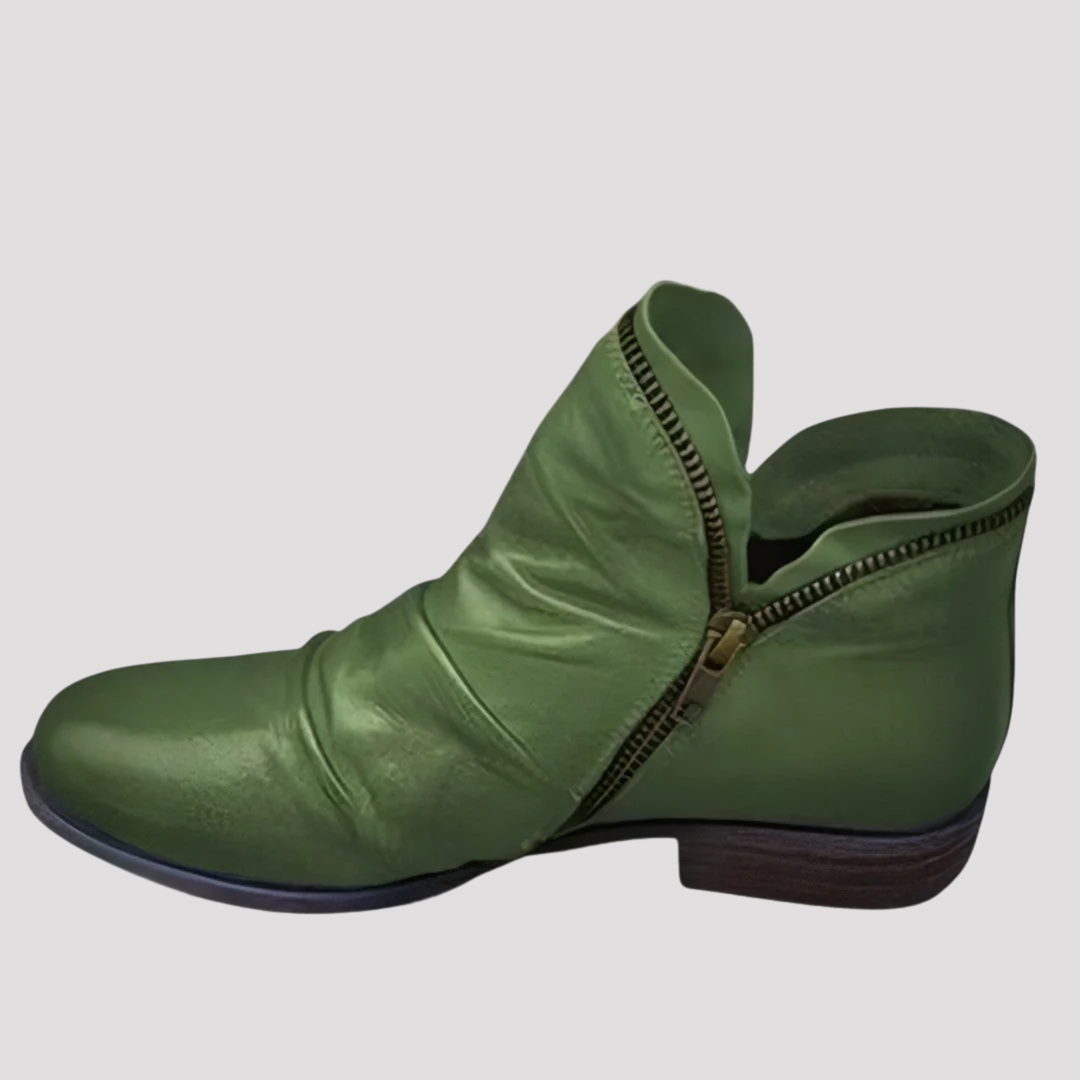 Georgia | Side Zip Low Heel Ankle Boots