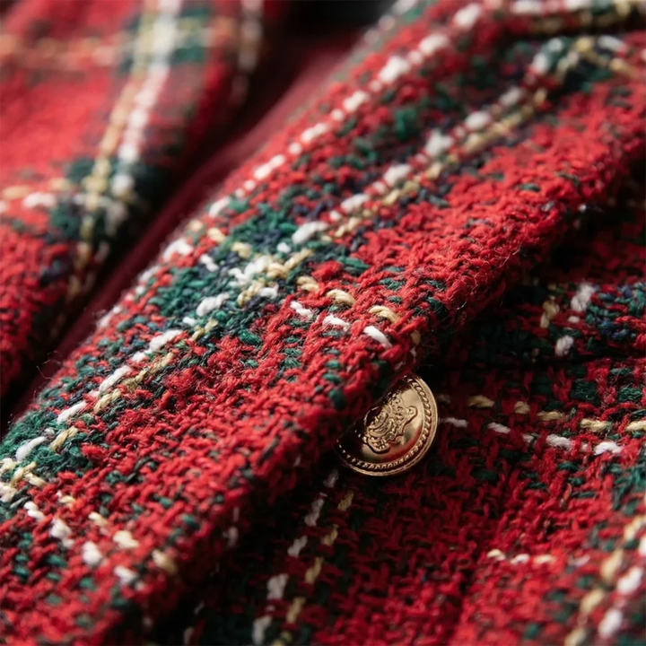 Genevieve | Elegant Plaid Double Breasted Tailored Blazer