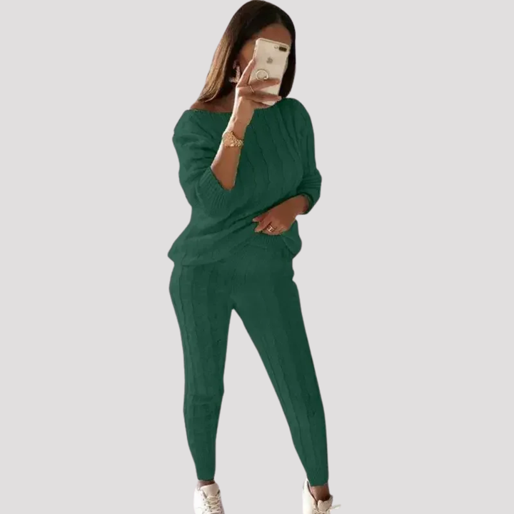 Maribel | Textured Knit Sweater And Trousers Set