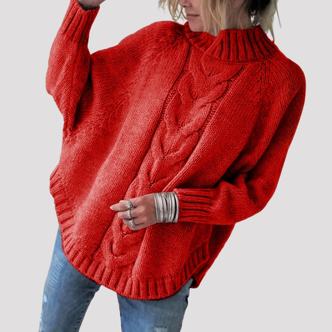 Ruby | Cable Knit High Neck Oversized Jumper