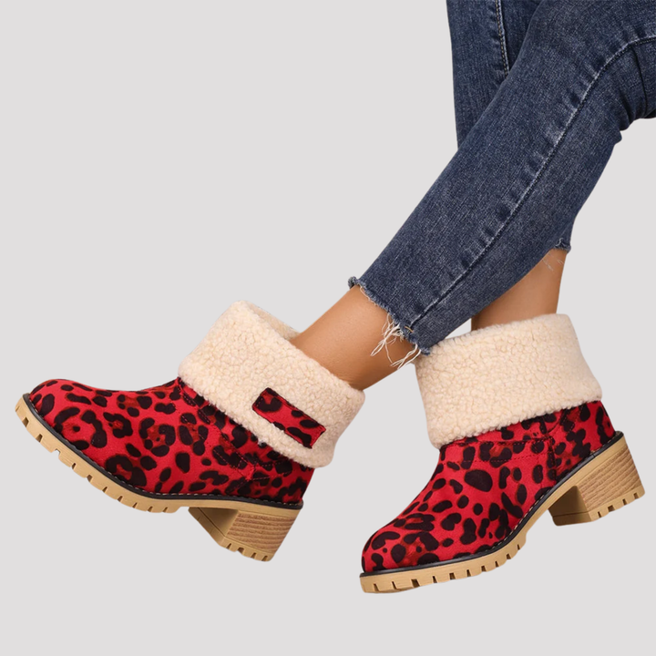 Maisie | Faux Fur Cuff Ankle Boots with Block Heel