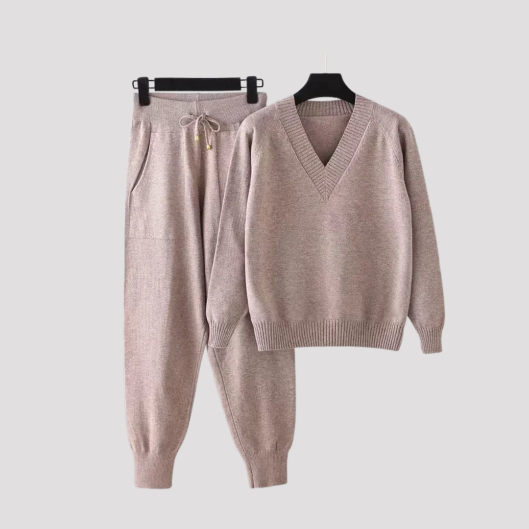 Cressida | V Neck Knit Sweater And Jogger Trousers Set