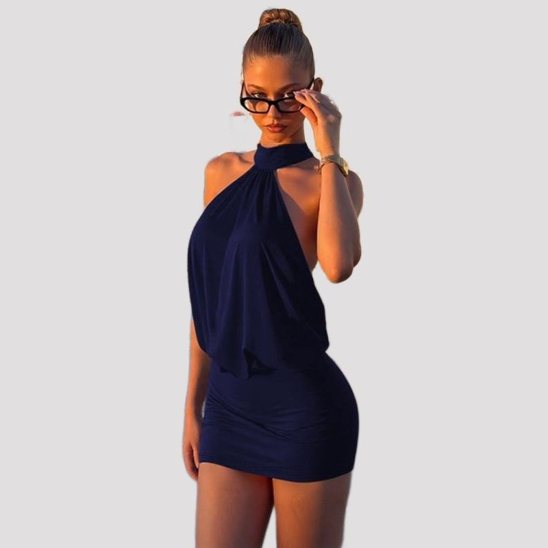 Eden | Black Halter Backless Bodycon Party Mini Dress