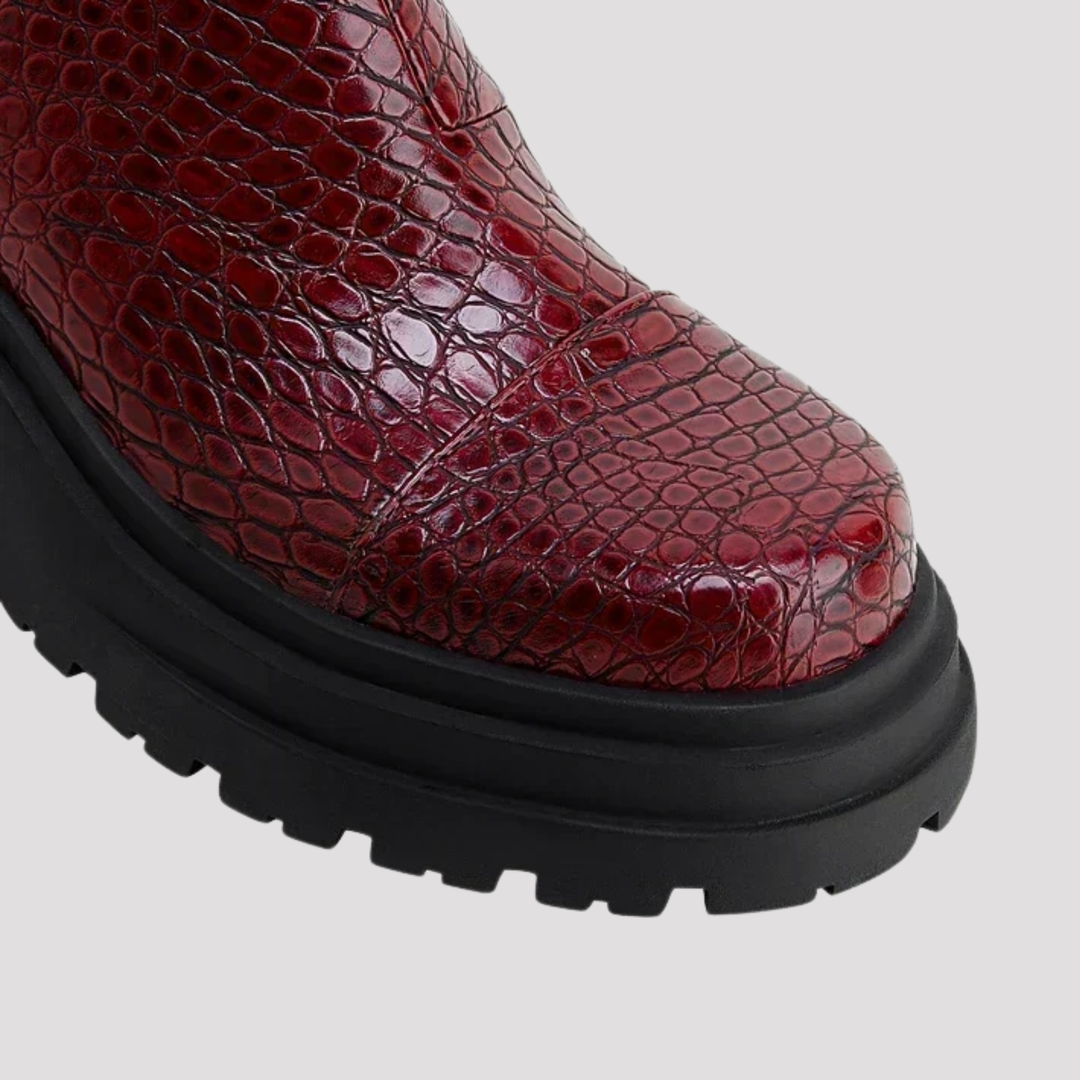 Grace | Croc Effect Chelsea Ankle Boots with Lug Sole