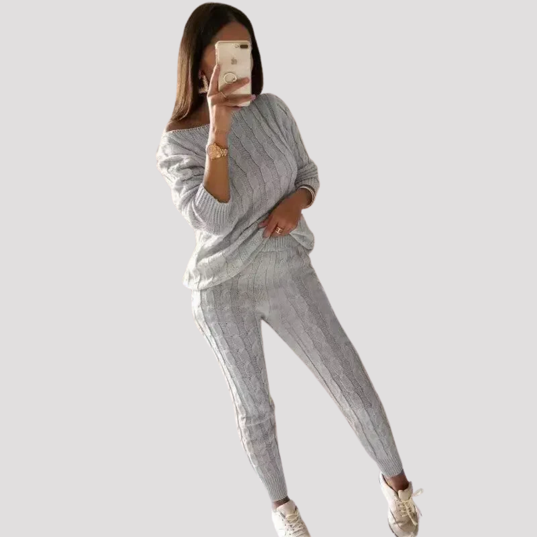Maribel | Textured Knit Sweater And Trousers Set