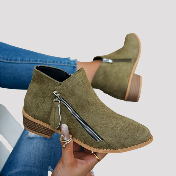 Lucy | Side Zip Block Heel Ankle Boots