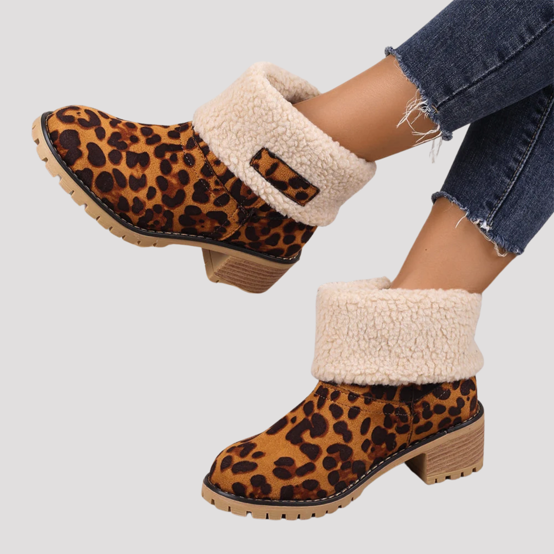 Maisie | Faux Fur Cuff Ankle Boots with Block Heel