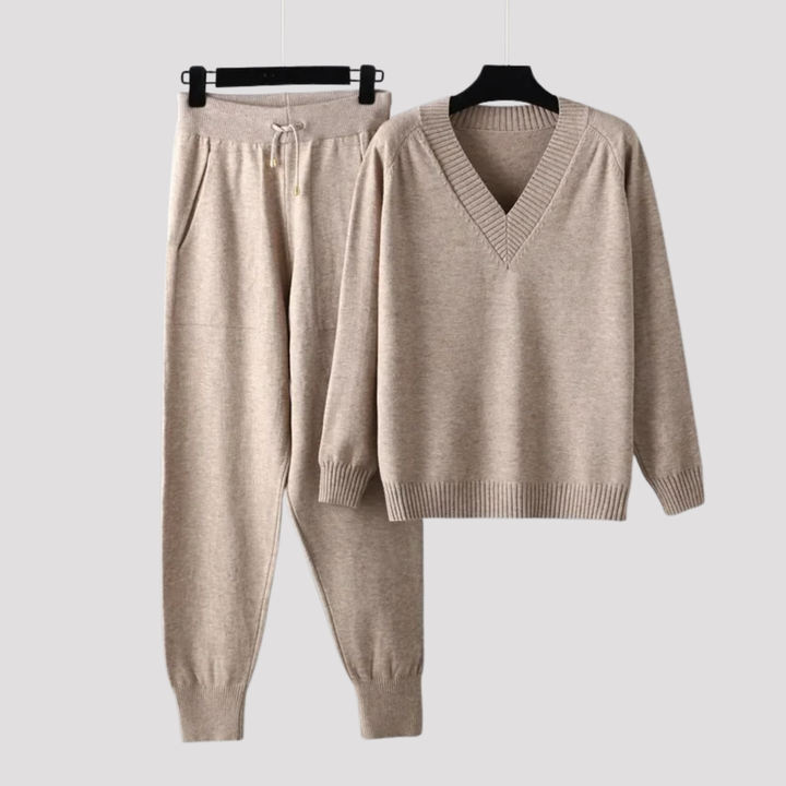 Cressida | V Neck Knit Sweater And Jogger Trousers Set