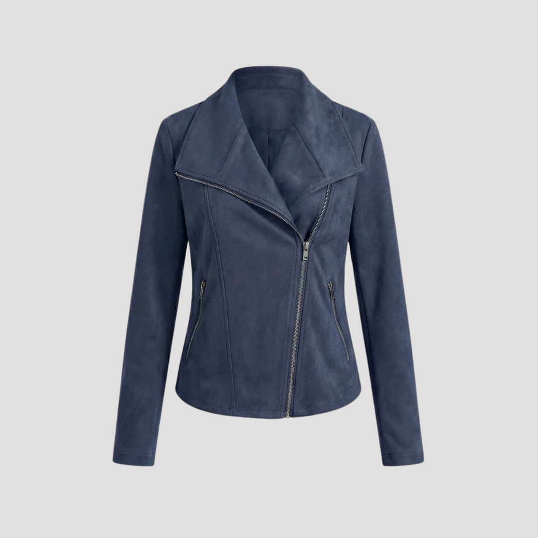 Scarlett | Faux Suede Moto Jacket with Asymmetric Zip