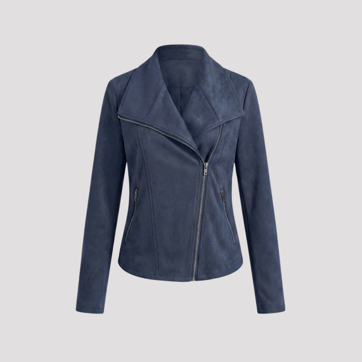 Scarlett | Faux Suede Moto Jacket with Asymmetric Zip