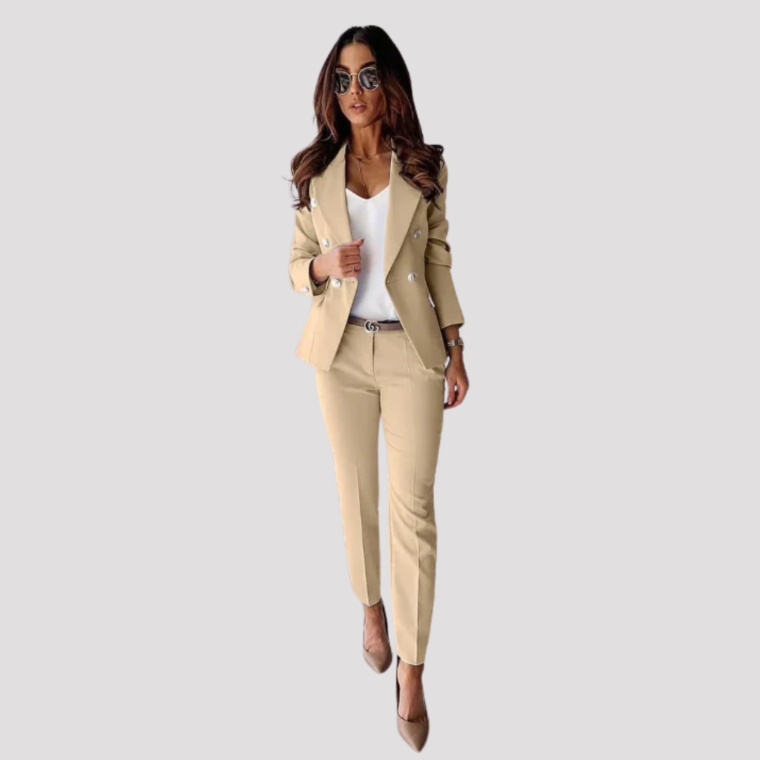 Lavinia | Elegant Double Breasted Blazer Slim Trouser Set