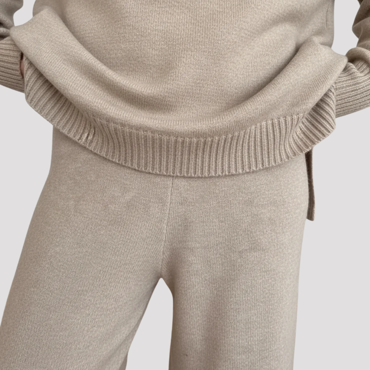 Ottilie | Elegant Knit Turtleneck Sweater And Wide Leg Trousers Set