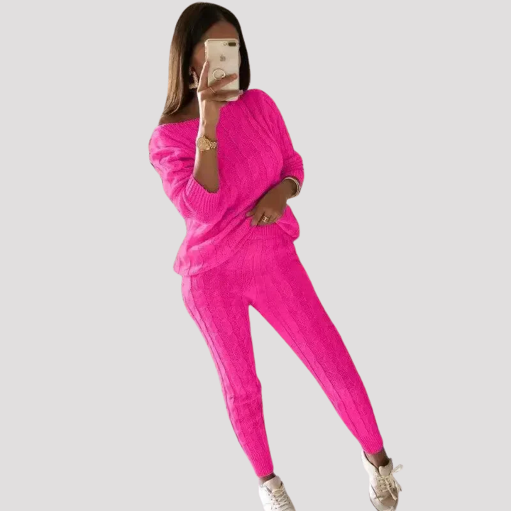 Maribel | Textured Knit Sweater And Trousers Set