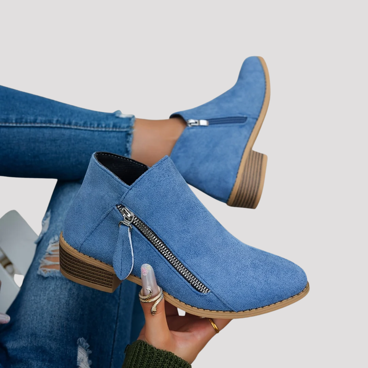 Lucy | Side Zip Block Heel Ankle Boots