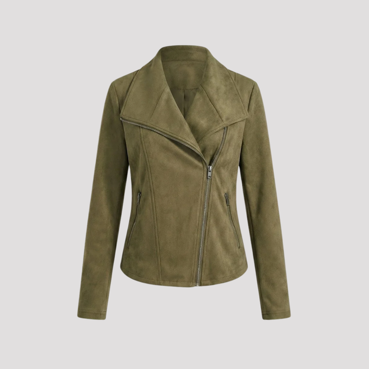 Scarlett | Faux Suede Moto Jacket with Asymmetric Zip