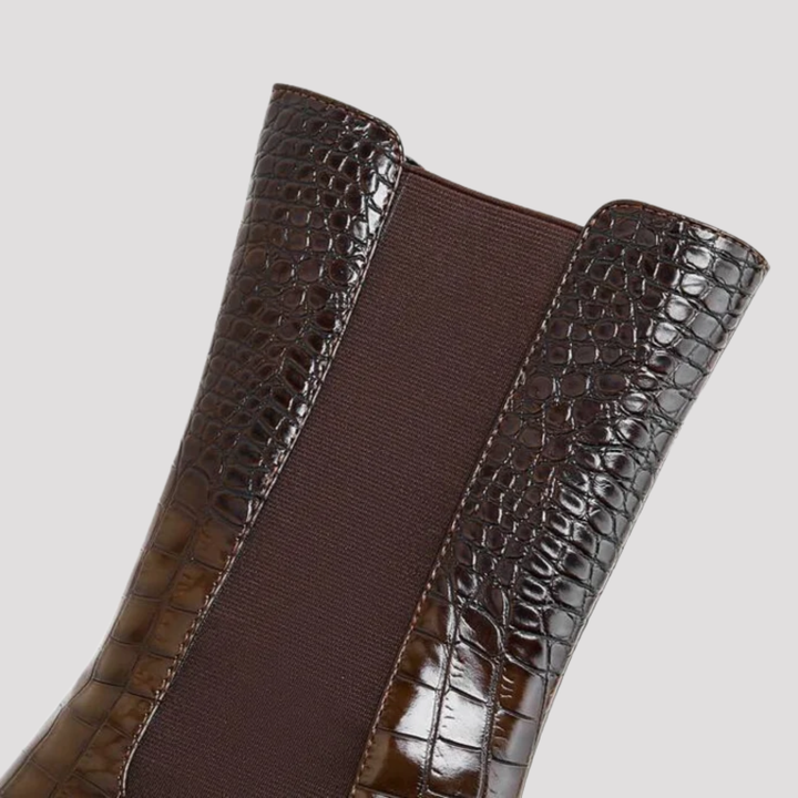 Grace | Croc Effect Chelsea Ankle Boots with Lug Sole