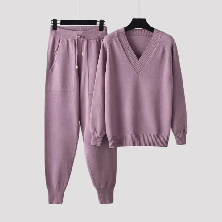 Cressida | V Neck Knit Sweater And Jogger Trousers Set