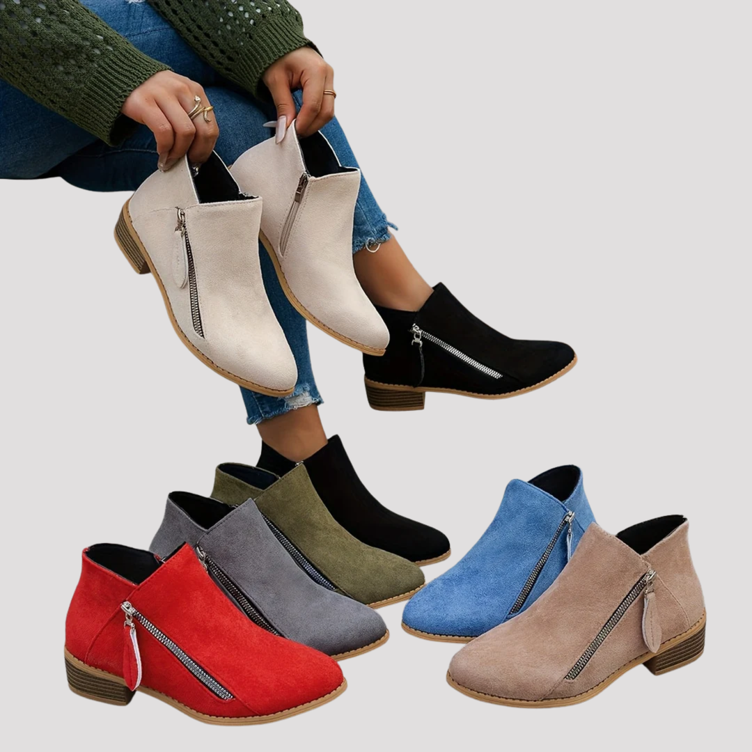 Lucy | Side Zip Block Heel Ankle Boots