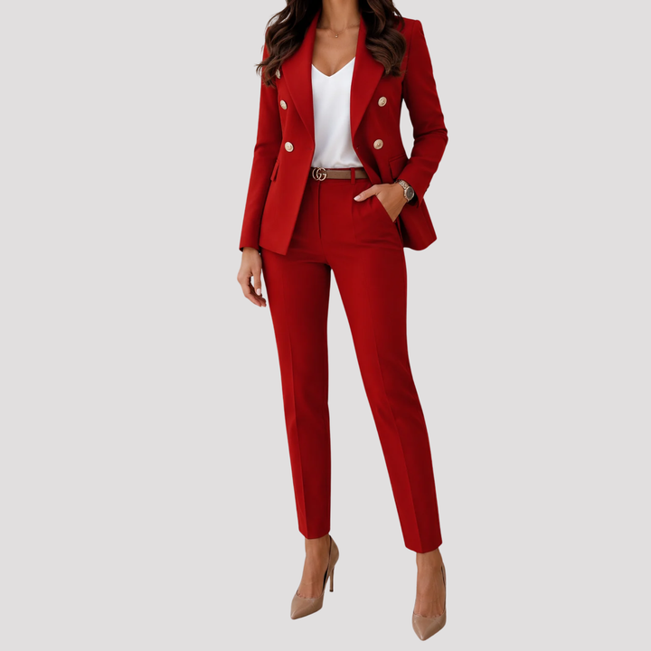 Persephone | Elegant Double Breasted Blazer Slim Trouser Set